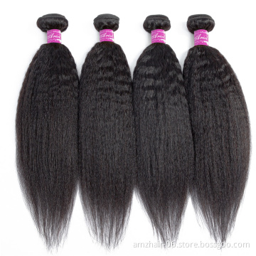 Wholesale 10A Mink Brazilian Kinky Straight Virgin Cuticle Aligned Human Hair Weave Bundle Yaki Human Hair Products Extensions